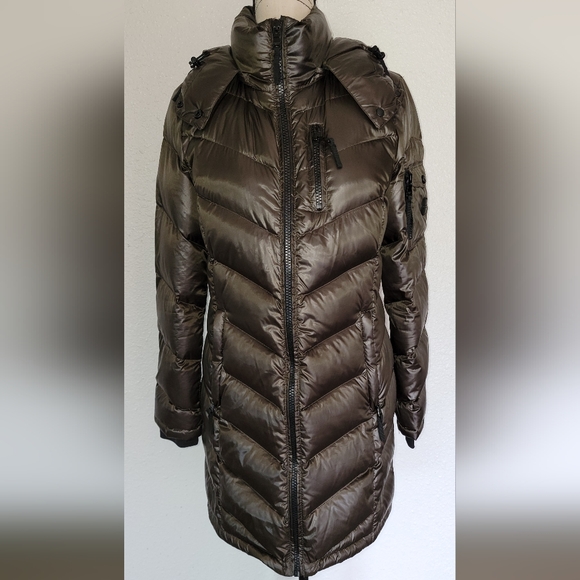 Women's Long Puffer Packable Lightweight Down Parka Brown Small Gorp 650 Fill - Picture 1 of 10